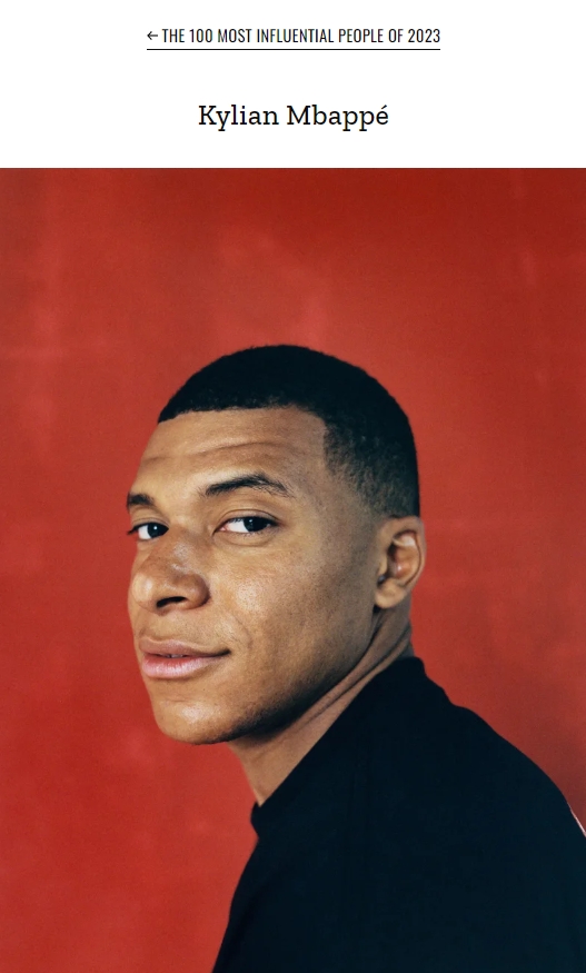 ?姆巴佩入选时代周刊2023年百大人物