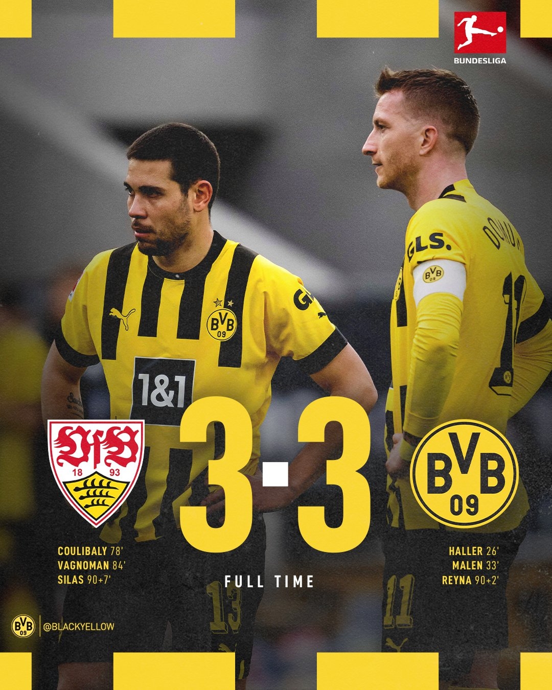 神剧情！多特多打一人被连追两球，93分钟绝杀97分钟被反绝平！