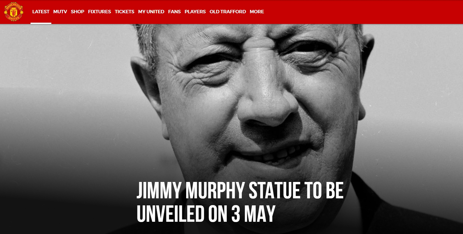 官方：已故曼联传奇教练吉米-墨菲的雕像将于5月3日揭幕