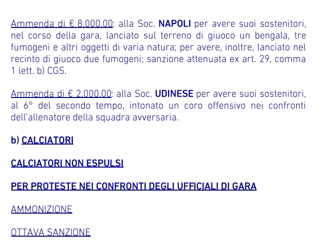 官方：球迷投掷可燃物，那不勒斯被罚款8000欧