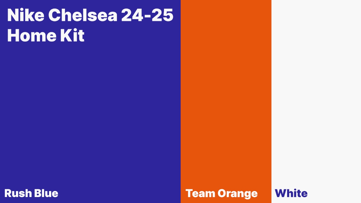 蓝军2024-25赛季主场球衣配色曝光：首次采用深蓝、团队橙和白色