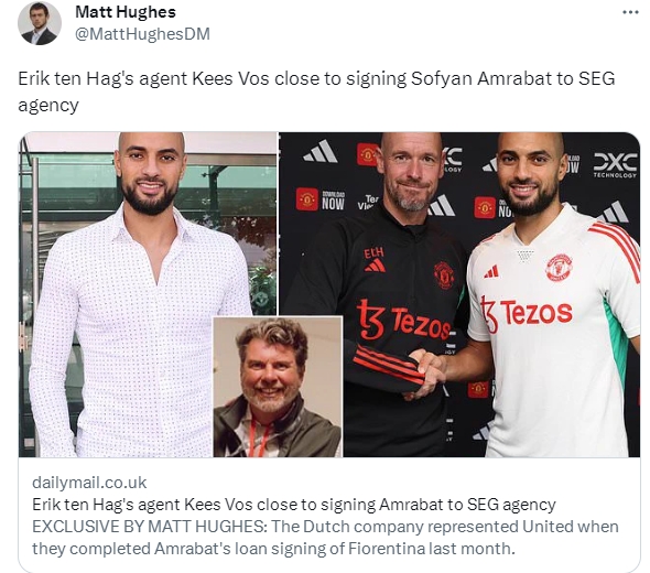 自己人+1✅滕哈赫经纪人与阿姆拉巴特深入谈判，签经纪约