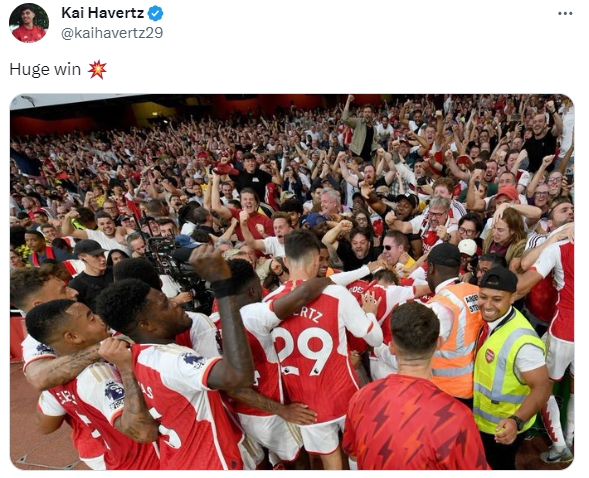 哈弗茨晒照庆祝1-0战胜曼城:一场重大的胜利?