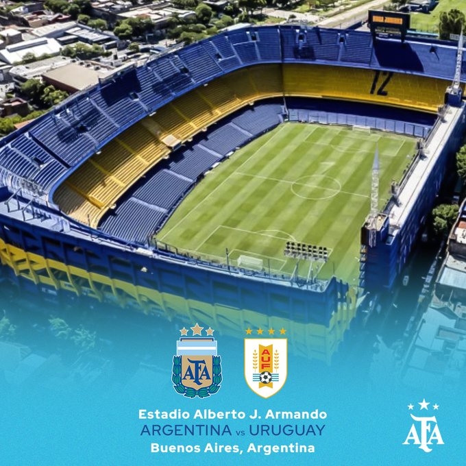 官方：阿根廷VS乌拉圭的世预赛将在糖果盒球场进行