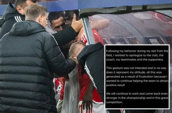 替换下场时拒绝与主教练握手，大卫-福法纳就失态行为道歉