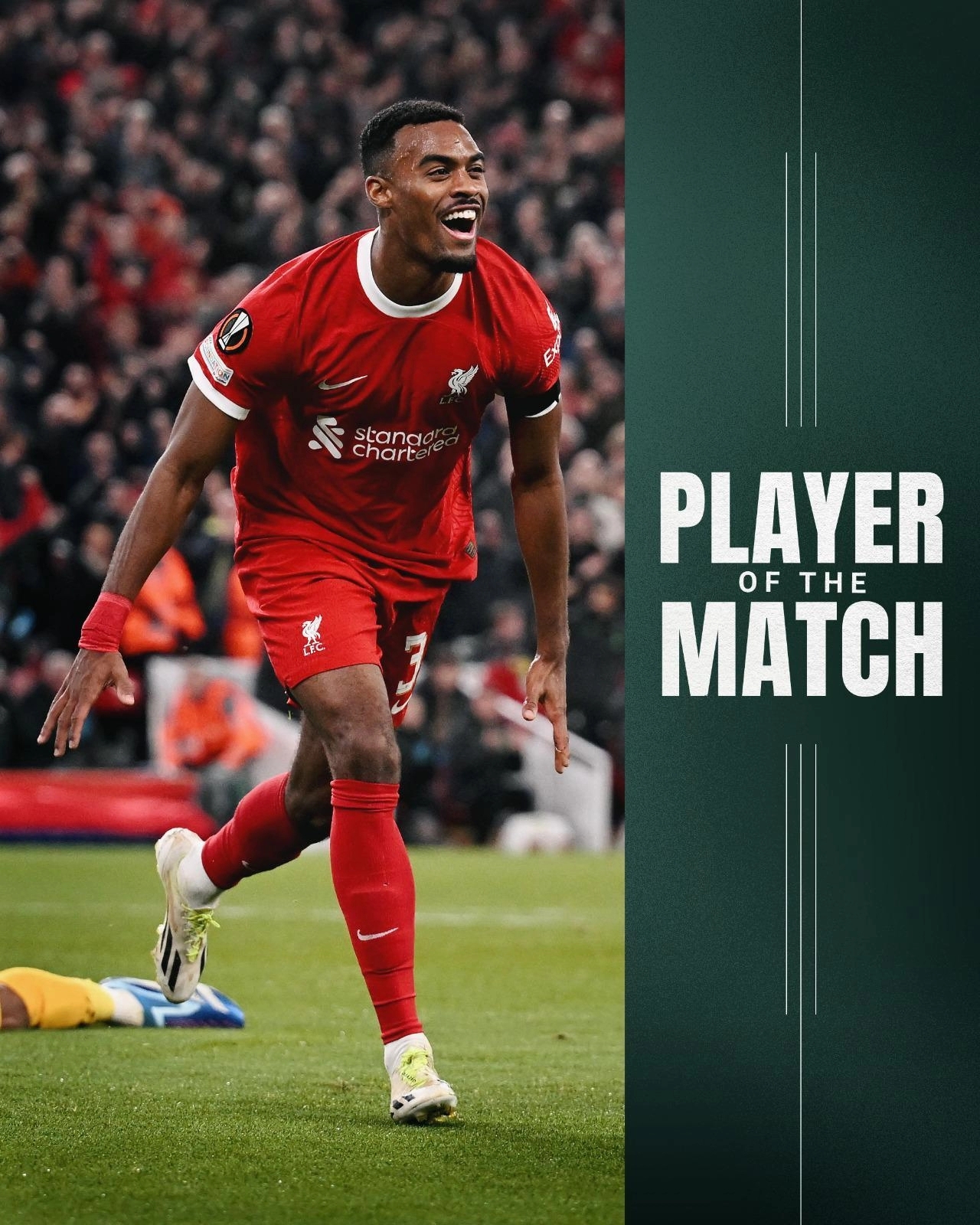 攻入一球并有三次关键传球,赫拉芬贝赫当选红军今日全场最佳