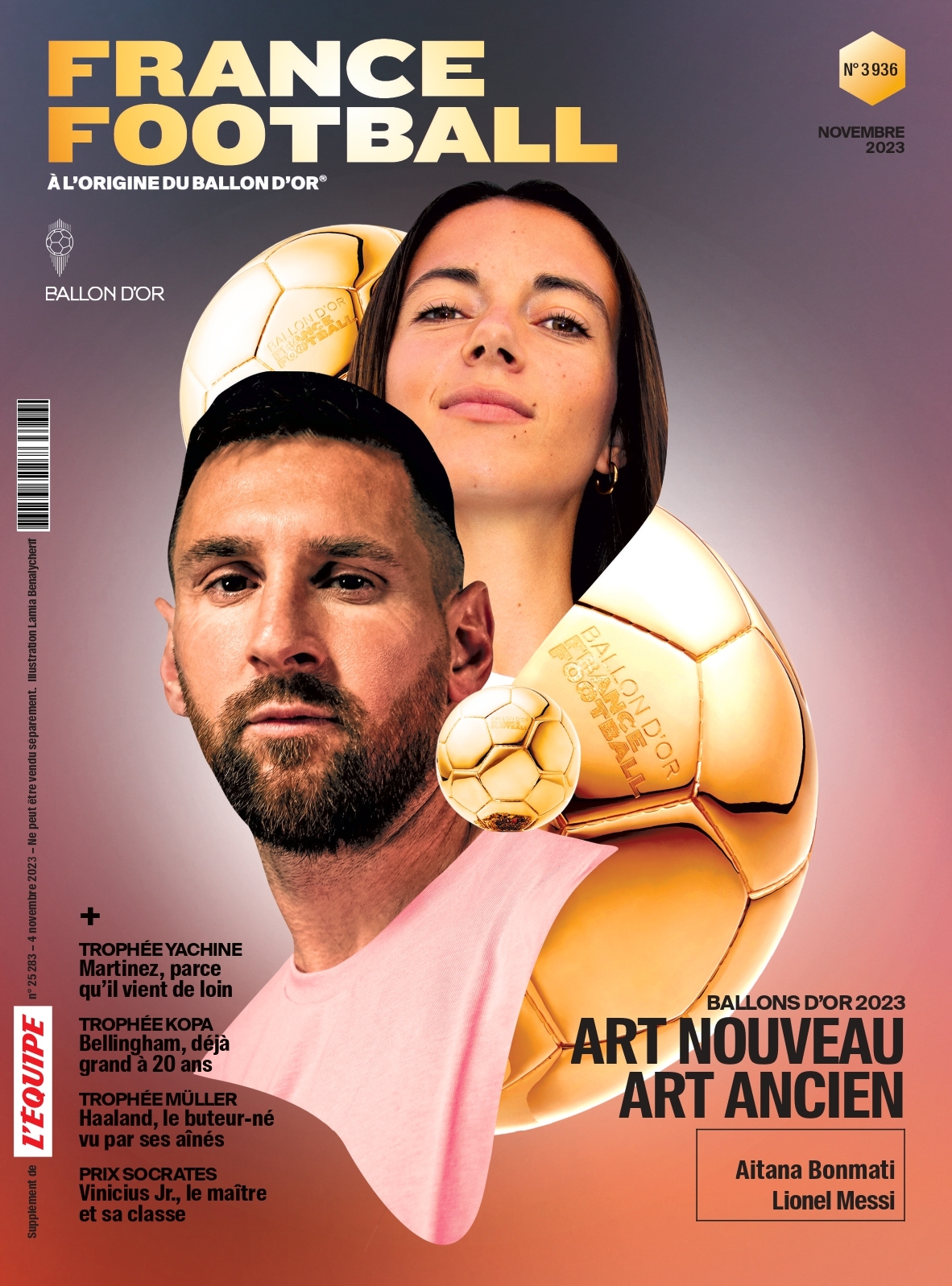 法国足球金球特刊周六发行，梅西和邦马蒂封面&将公布投票详情