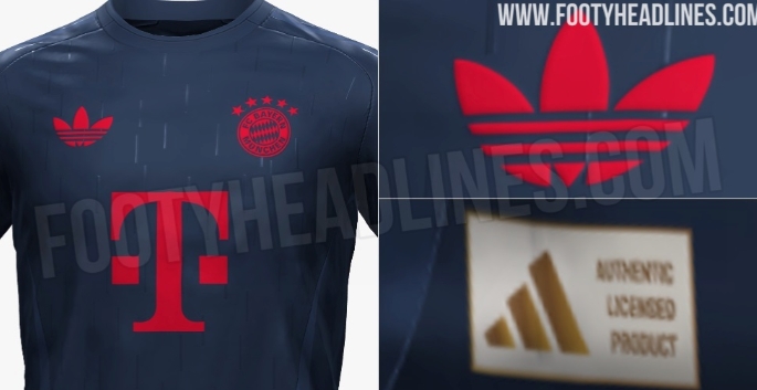 外媒预测拜仁下赛季第三球衣：三叶草Logo，主色调为深蓝色