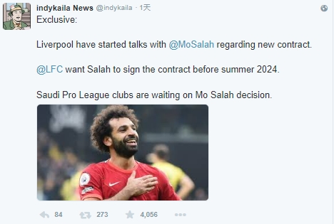 终老红军?英媒：利物浦已与萨拉赫开启合同谈判 沙特将等待球员决定