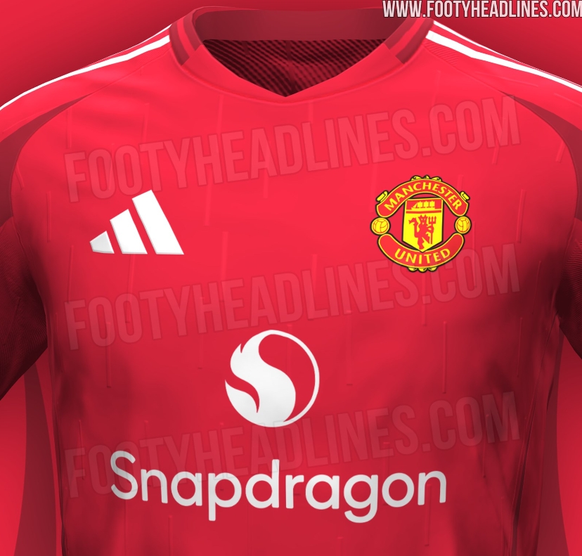曼联新赛季球衣谍照：Snapdragon赞助首次出现，两种红色搭配