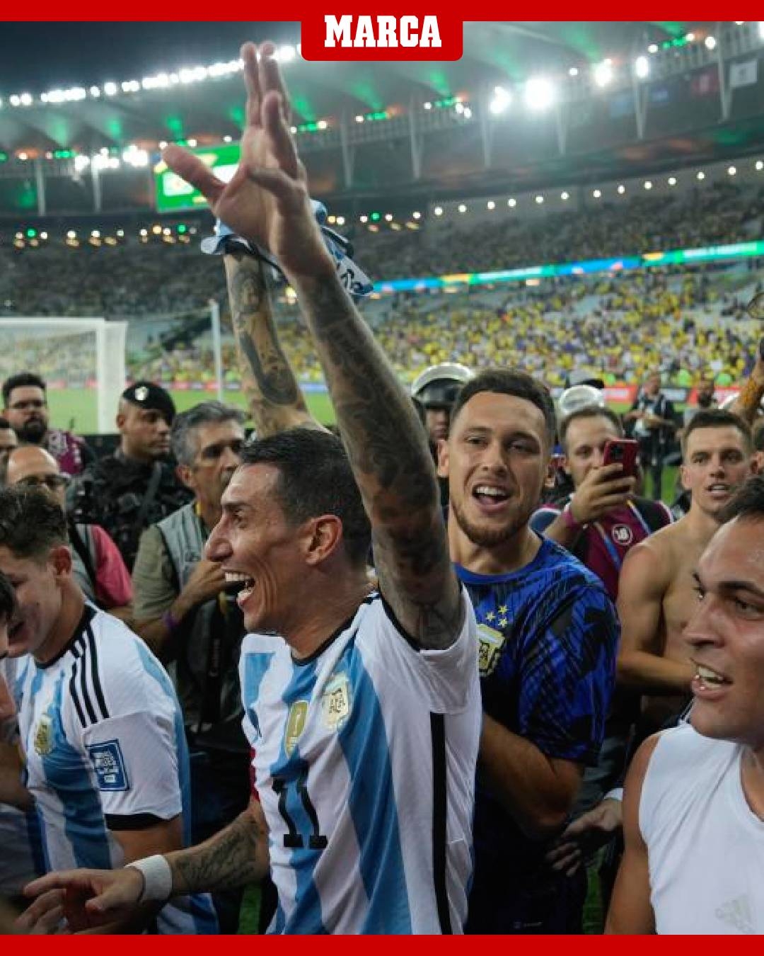伟大胜利❗阿根廷球员赛后激动跳入球迷海洋，共同疯狂庆祝