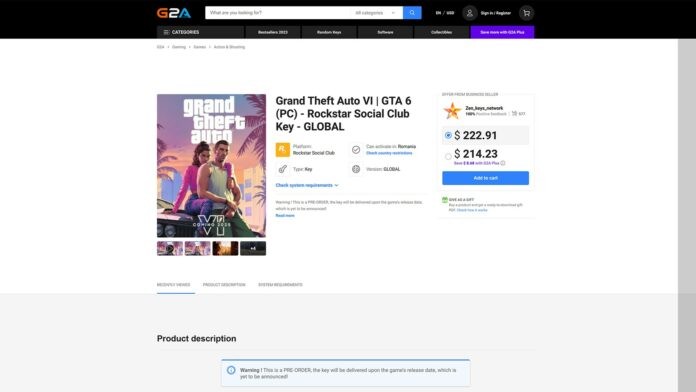 警惕《GTA6》预购测试诈骗 225美元假PC版预购“好评如潮”