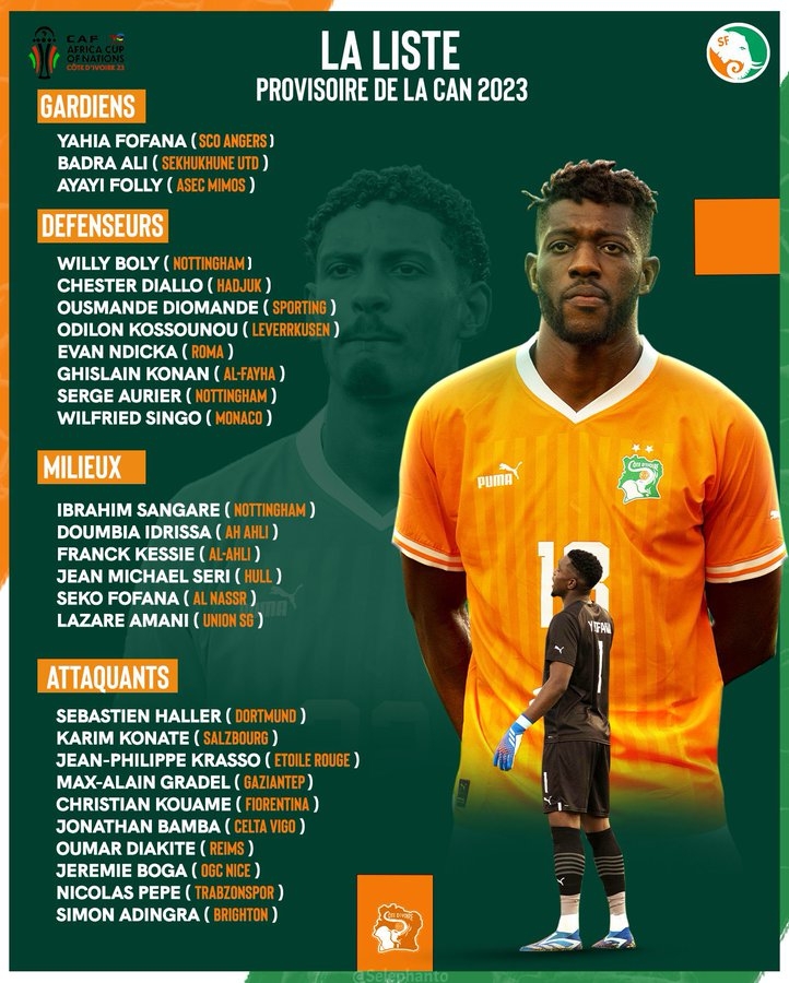 科特迪瓦公布非洲杯大名单：扎哈落选，恩迪卡&凯西&佩佩领衔