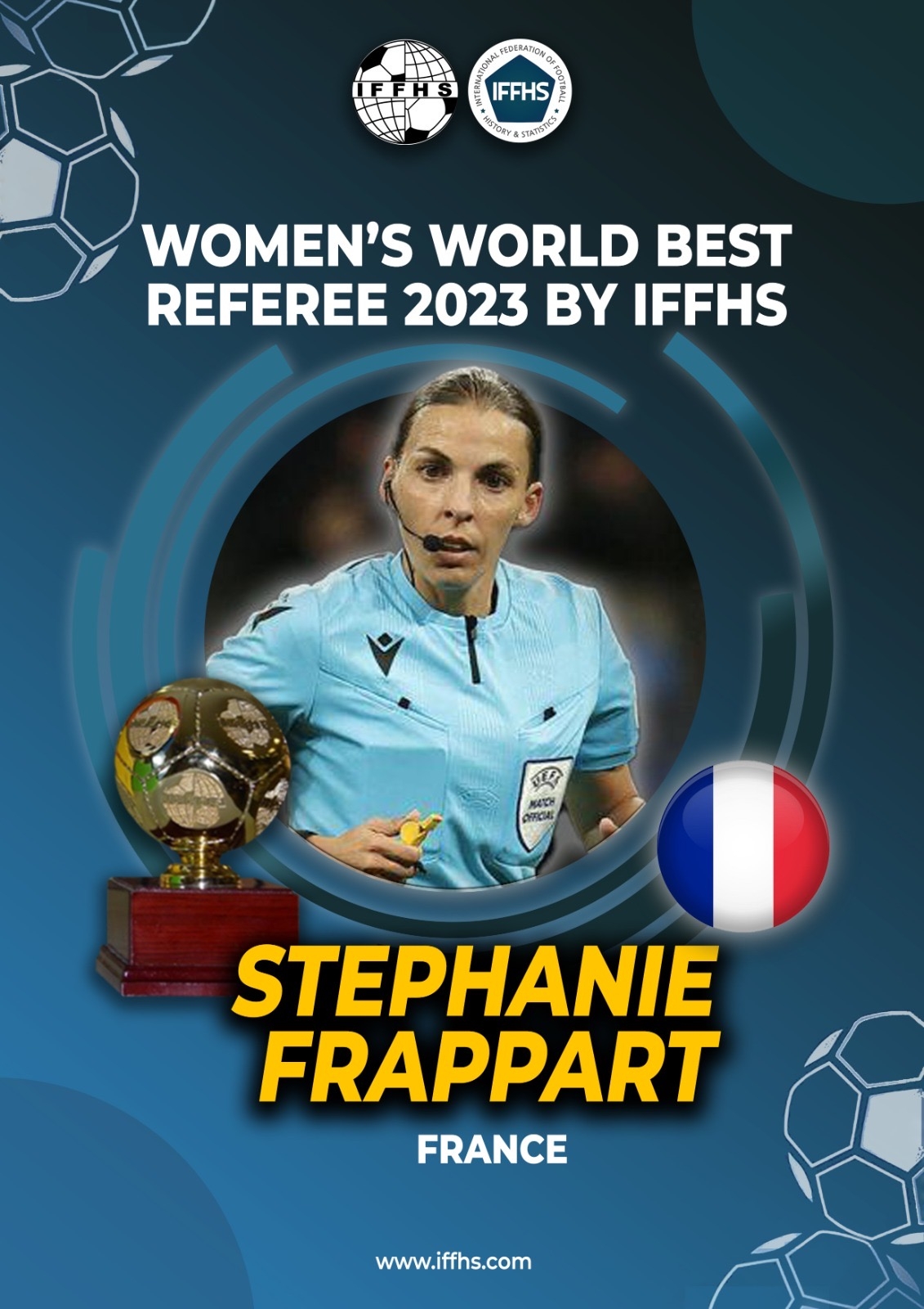IFFHS公布2023年度最佳女性裁判，弗拉帕尔连续五年当选