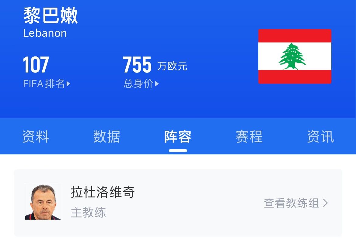 塔吉克斯坦106名&身价750万欧，下场黎巴嫩107名&身价755万欧?