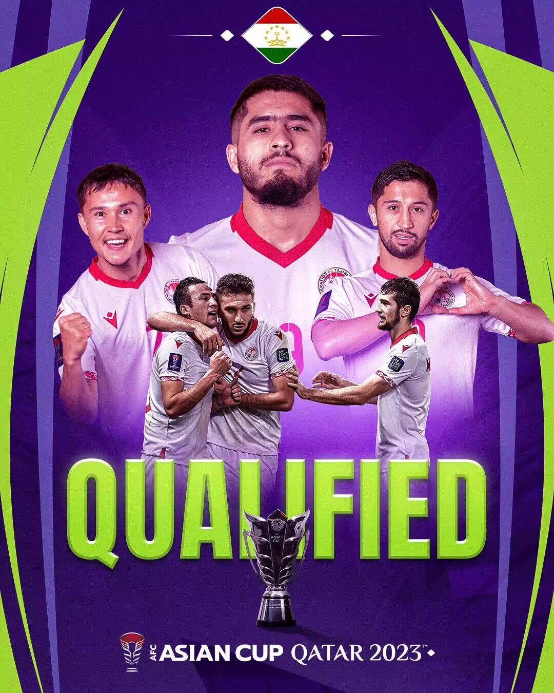 国足同组对手！塔吉克斯坦队史首次参加亚洲杯就挺进8强