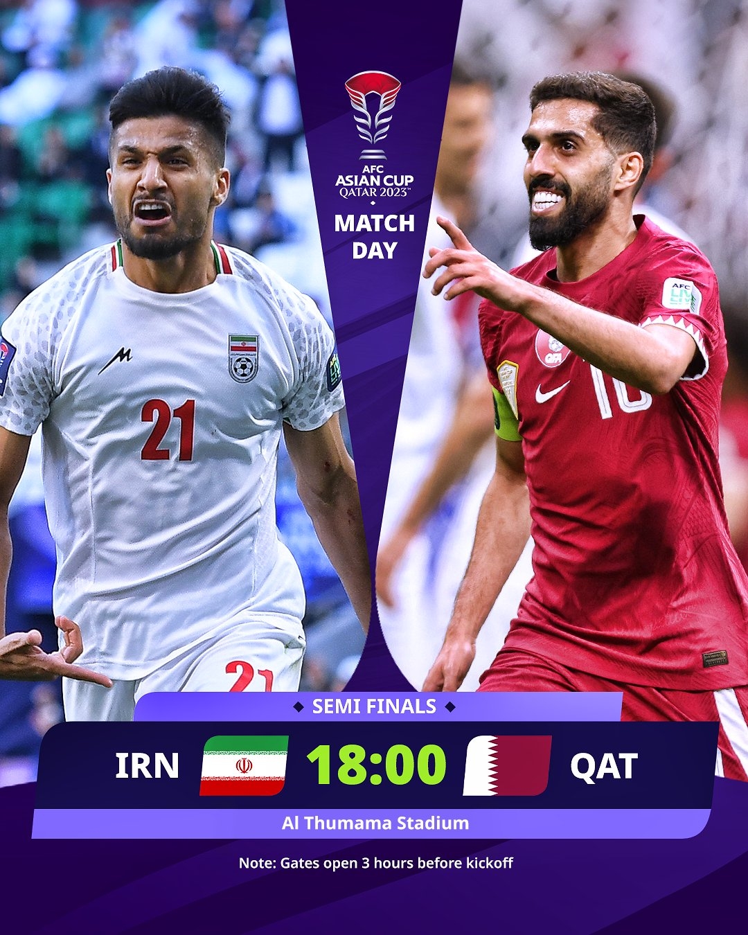 亚洲杯半决赛-卡塔尔vs伊朗首发：阿菲夫先发、塔雷米出战