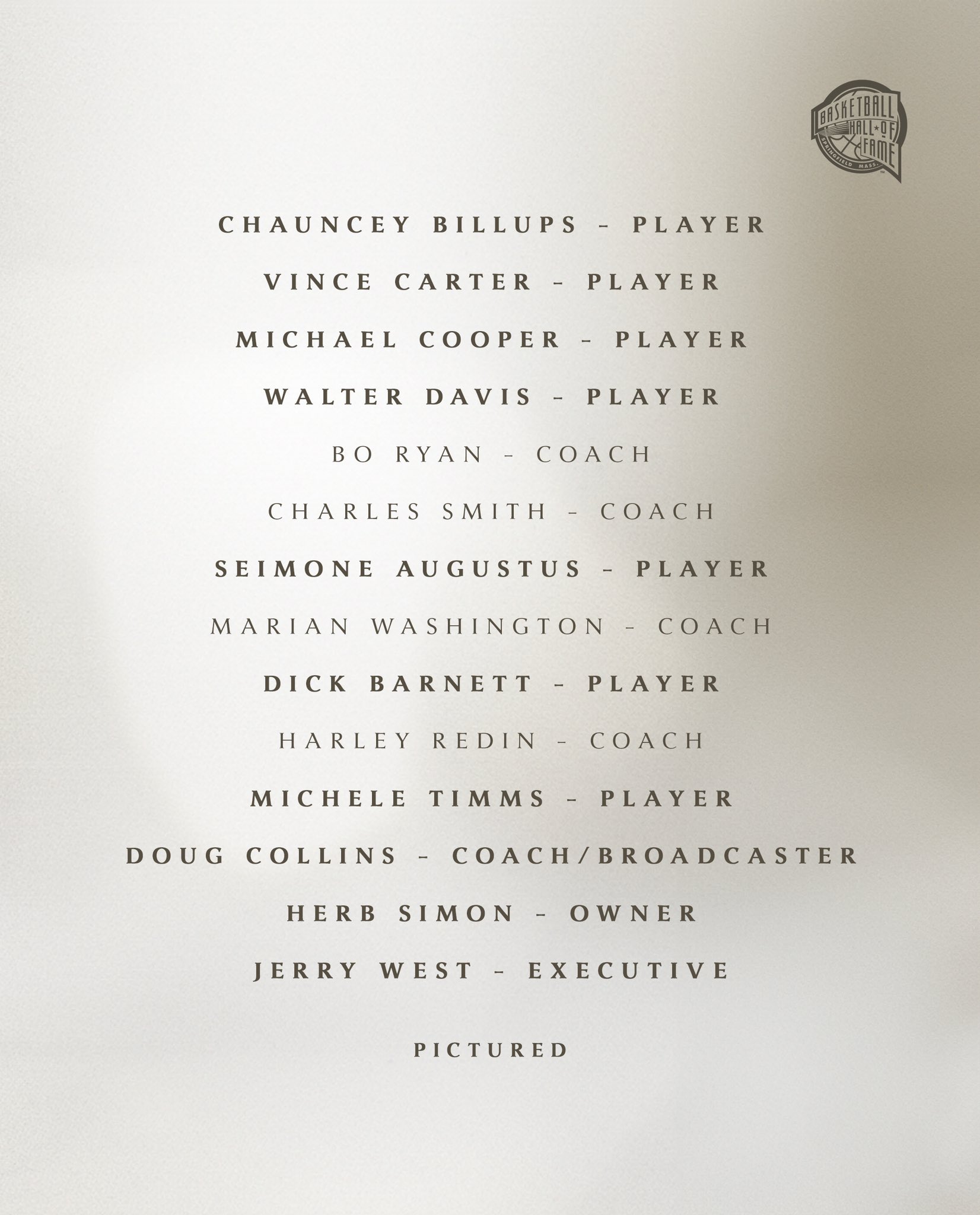 2024年篮球名人堂最终候选名单：卡特&比卢普斯等人在列