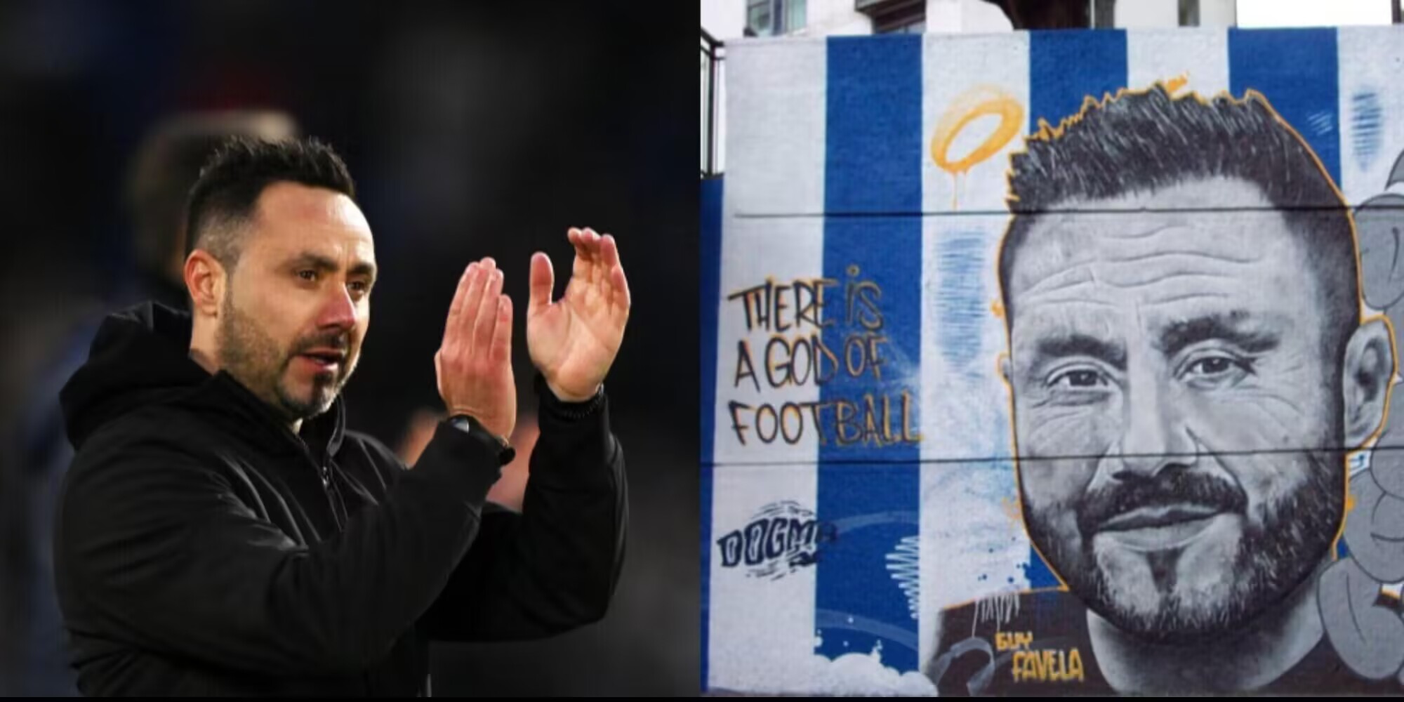布莱顿艺术家为主帅德泽尔比画壁画：足球之神，队史最伟大教练