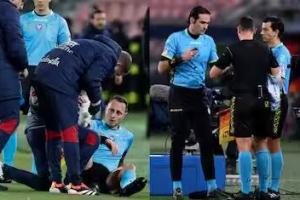 博洛尼亚vs维罗纳比赛主裁判开场3分钟受伤离场，被第四官员换下