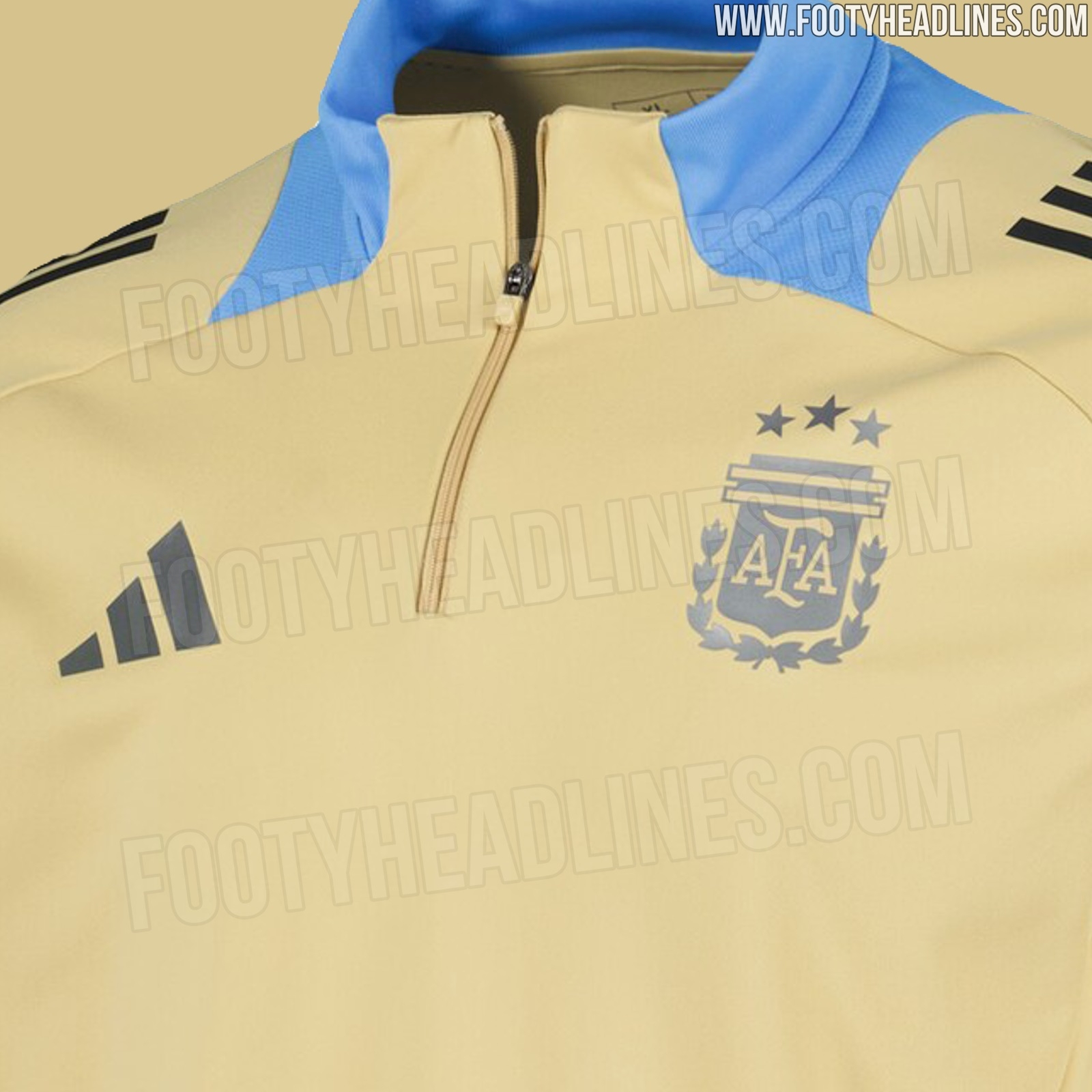 阿迪达斯将推出阿根廷美洲杯训练服，金色搭配海军蓝+三星队徽