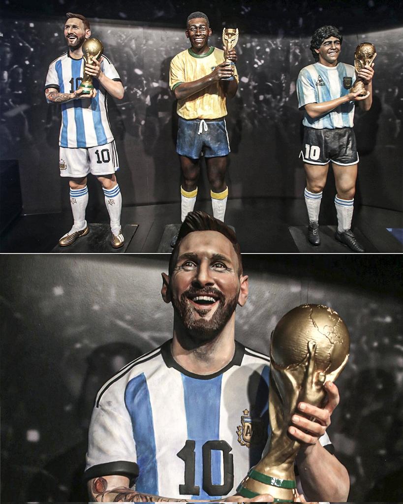 南美足联博物馆开放，梅西、贝利、马拉多纳雕像手举世界杯奖杯