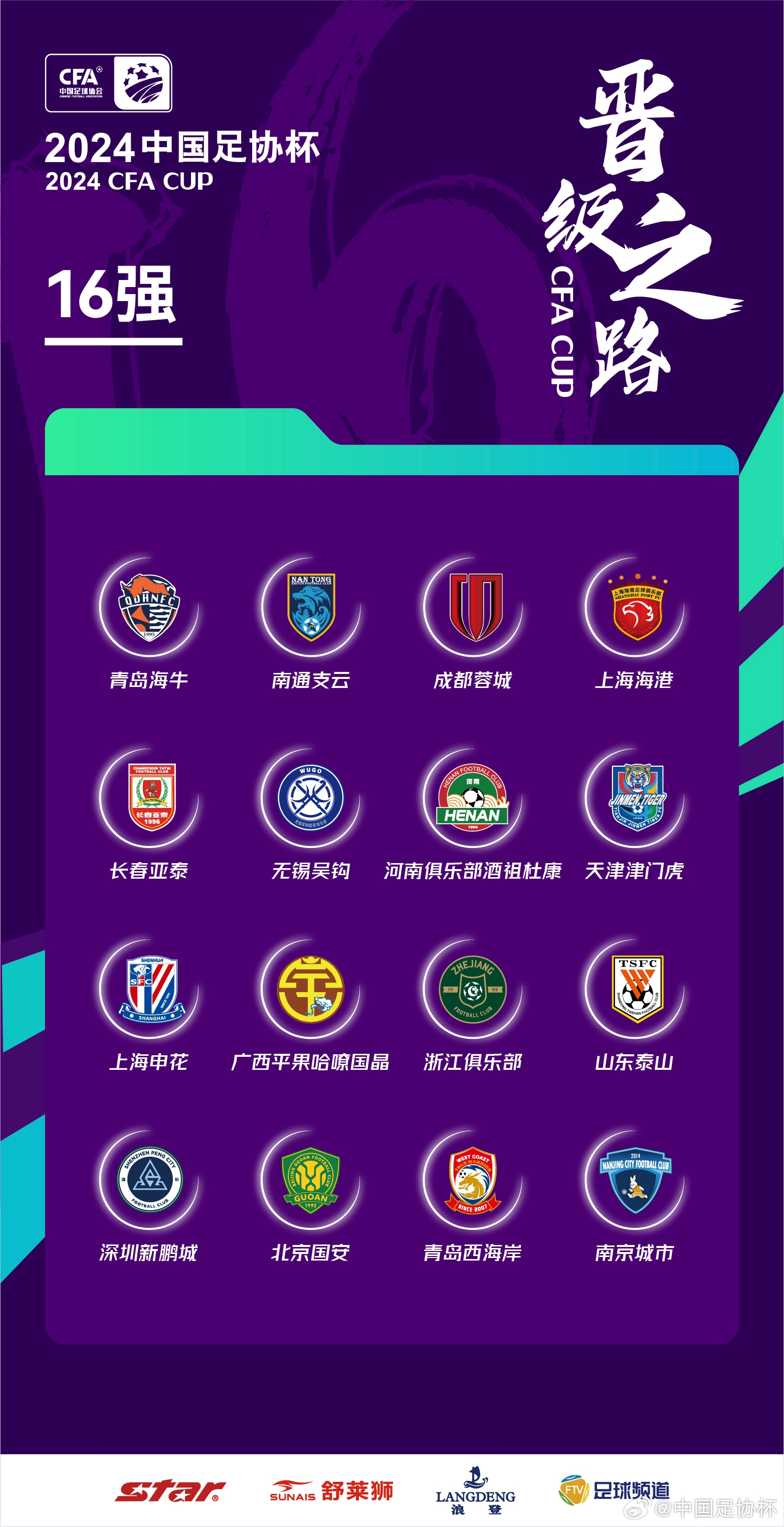 足协杯16强出炉：中超13队&中甲3队，梅州、三镇、沧州被淘汰