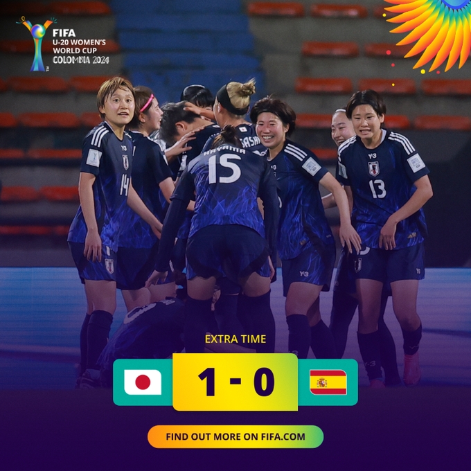 U20女足世界杯日本1-0打败西班牙，半决赛将战荷兰女足