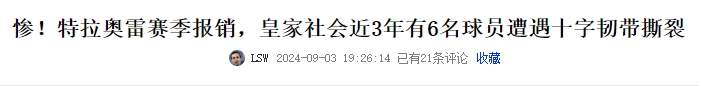 触目惊心😨五大联赛开赛不到2个月，超10名球员遭遇ACL重伤🏥