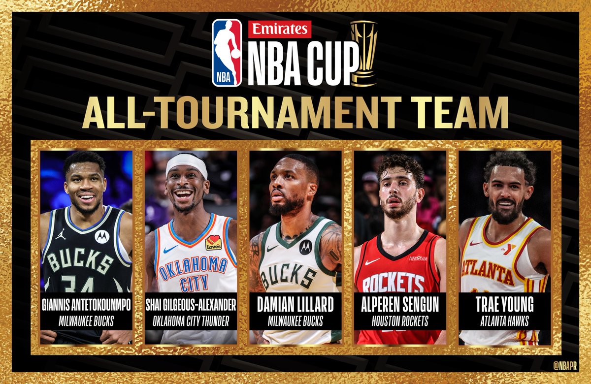 🚨NBA杯最佳阵容：字母哥、亚历山大、利拉德、申京、特雷-杨