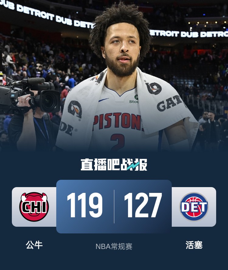 🏀CC22+15 杜伦21+13 武切维奇20+10+10 活塞力擒公牛