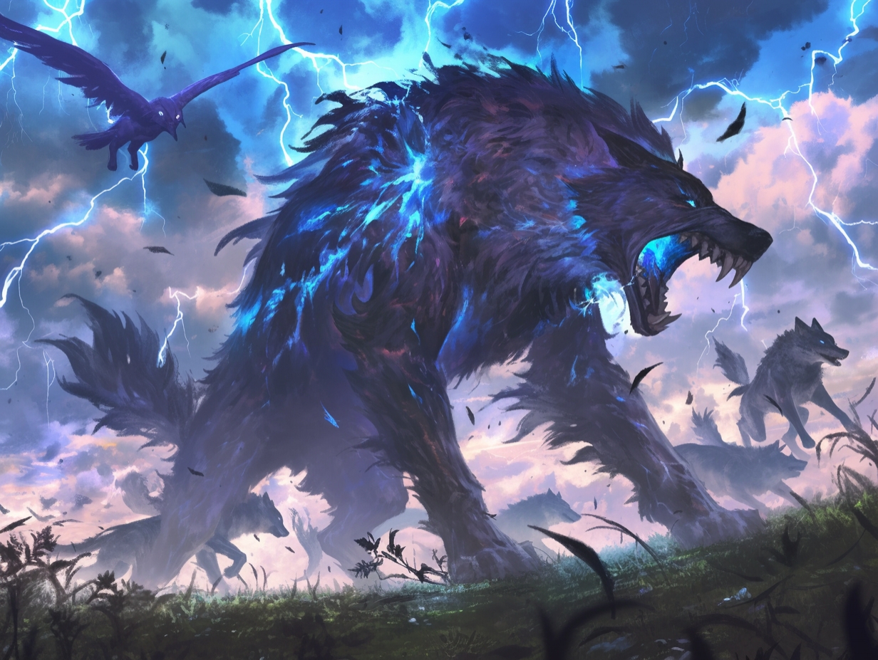 【AI绘图】撕裂苍穹！狼群化身雷电主宰~