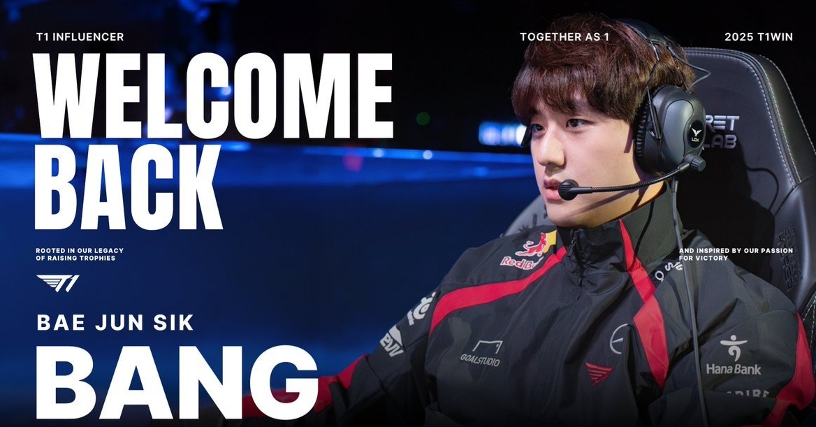 官方：T1传奇射手Bang以主播身份重返T1战队