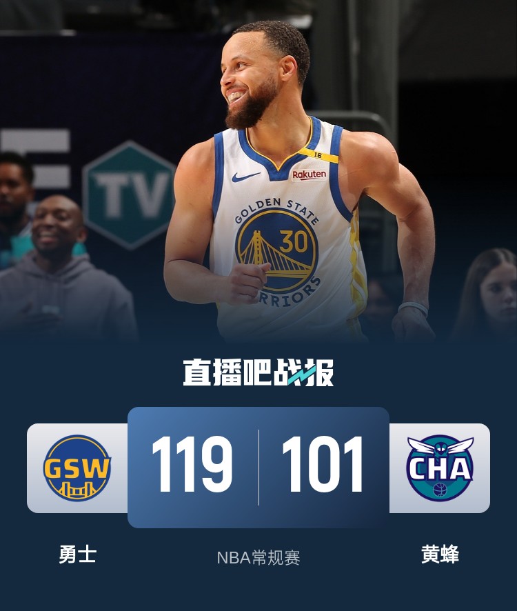 🏀库里21+10 鲍尔25+9+7 小桥35+9 勇士赢球升第六&送黄蜂7连败