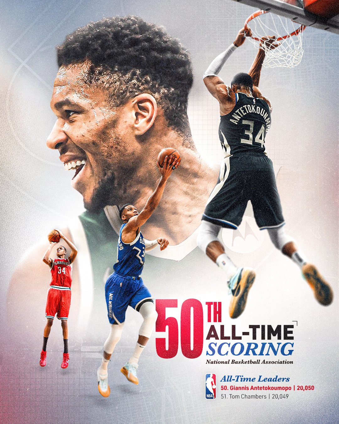 😲😲好快啊！字母哥总得分已经来到NBA历史第50位！