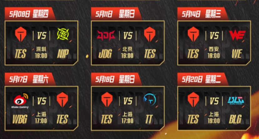 去把BLG叫来！TES后续连续交手3场登峰组倒数队伍 收官战对阵BLG