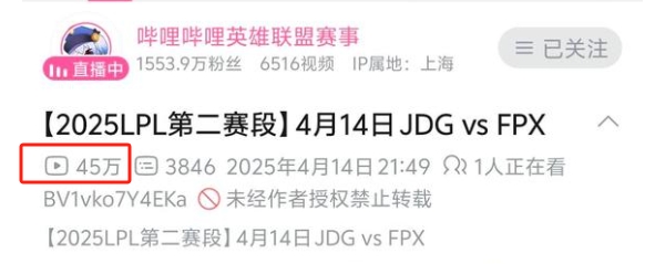 先锋赛把粉丝都打跑了？同样对阵JDG，TES在B站播放量还不如FPX与AL