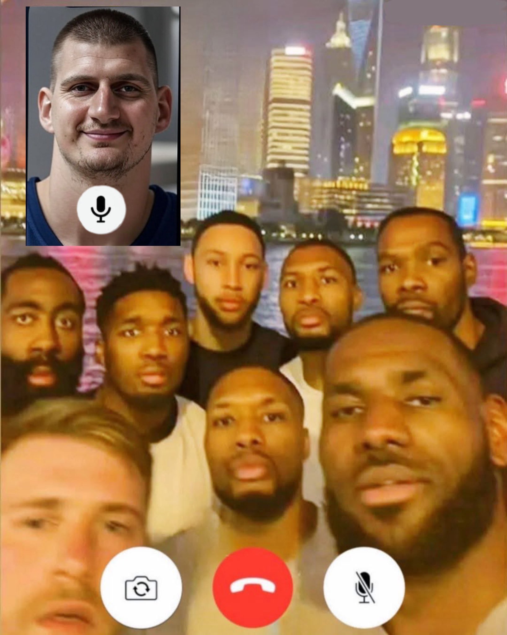 就等你了美网友生成AI图：众出局球星与约基奇通视频电话