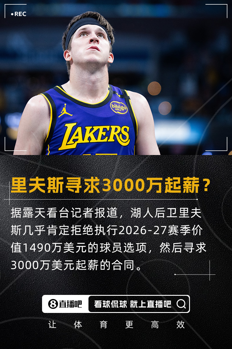 【体育资讯】记者：里夫斯几乎肯定拒绝执行球员选项 寻求起薪3000万合同(图1)