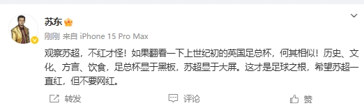 苏东：苏超和上世纪初英国足总杯何其相似，不红才怪，但愿别网红