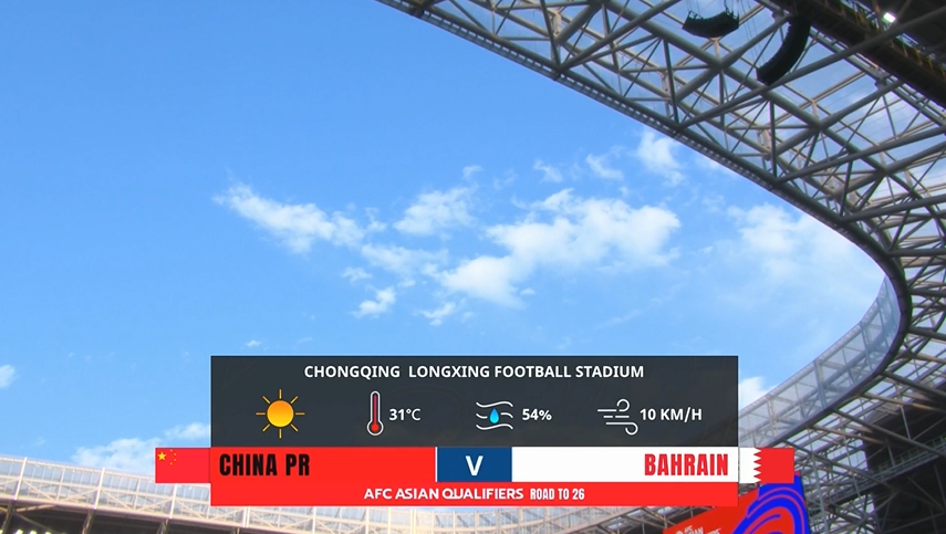 正值盛夏！国足主场重庆龙兴足球场气温31℃，湿度54%