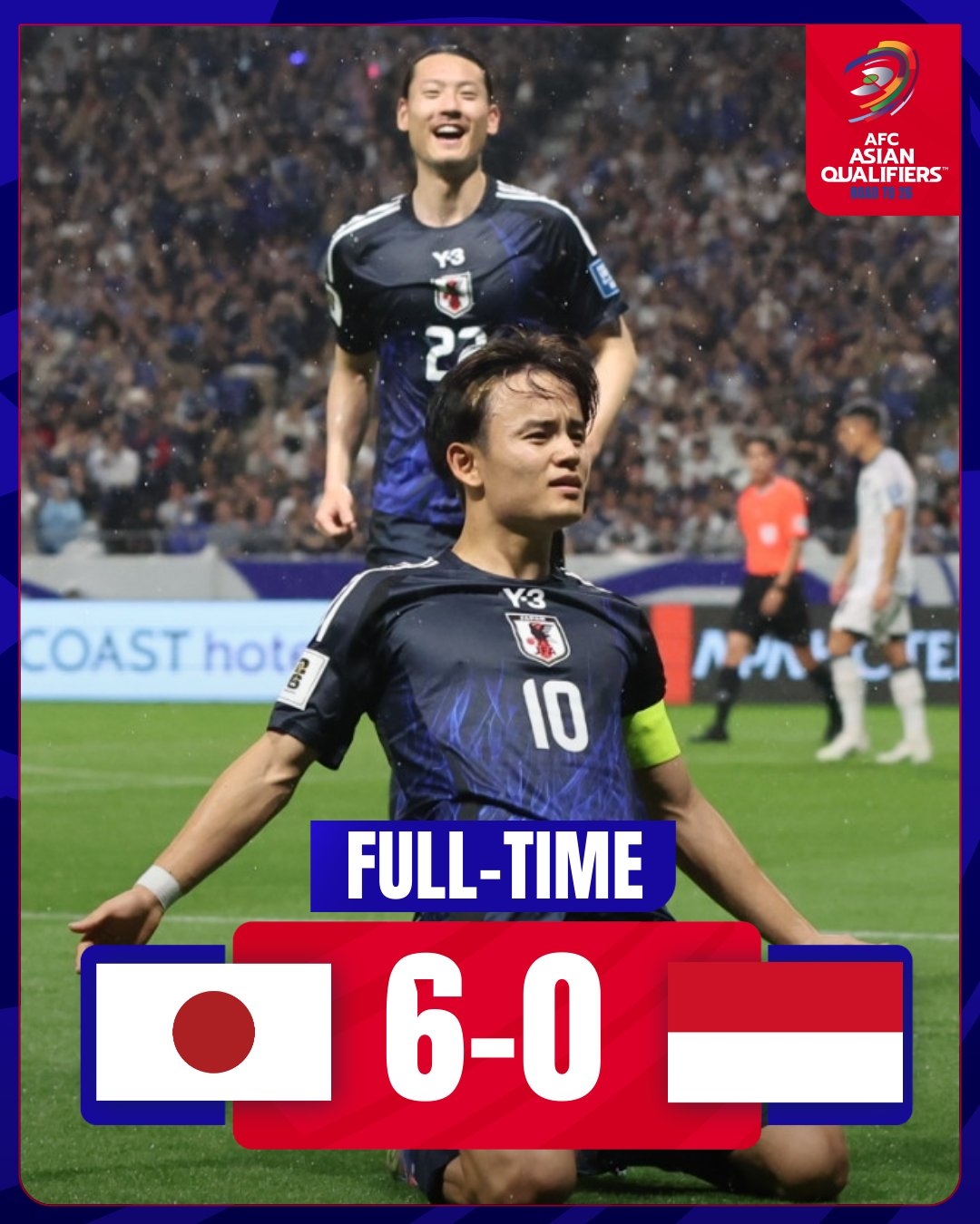 形成闭环？日本7-0国足，印尼1-0国足，今日日本6-0印尼