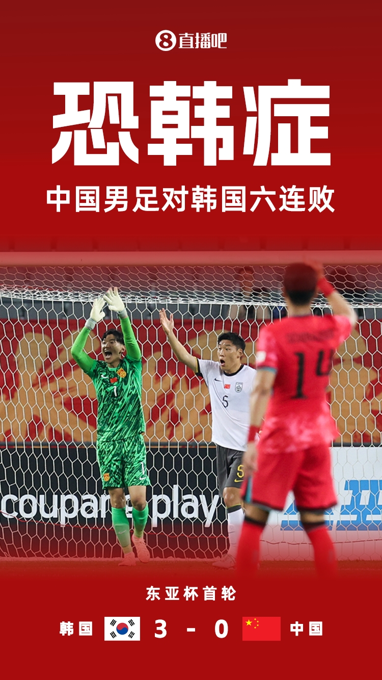 丢13球1球不进！国足遭遇对韩国6连败，上一次取胜是8年前世预赛