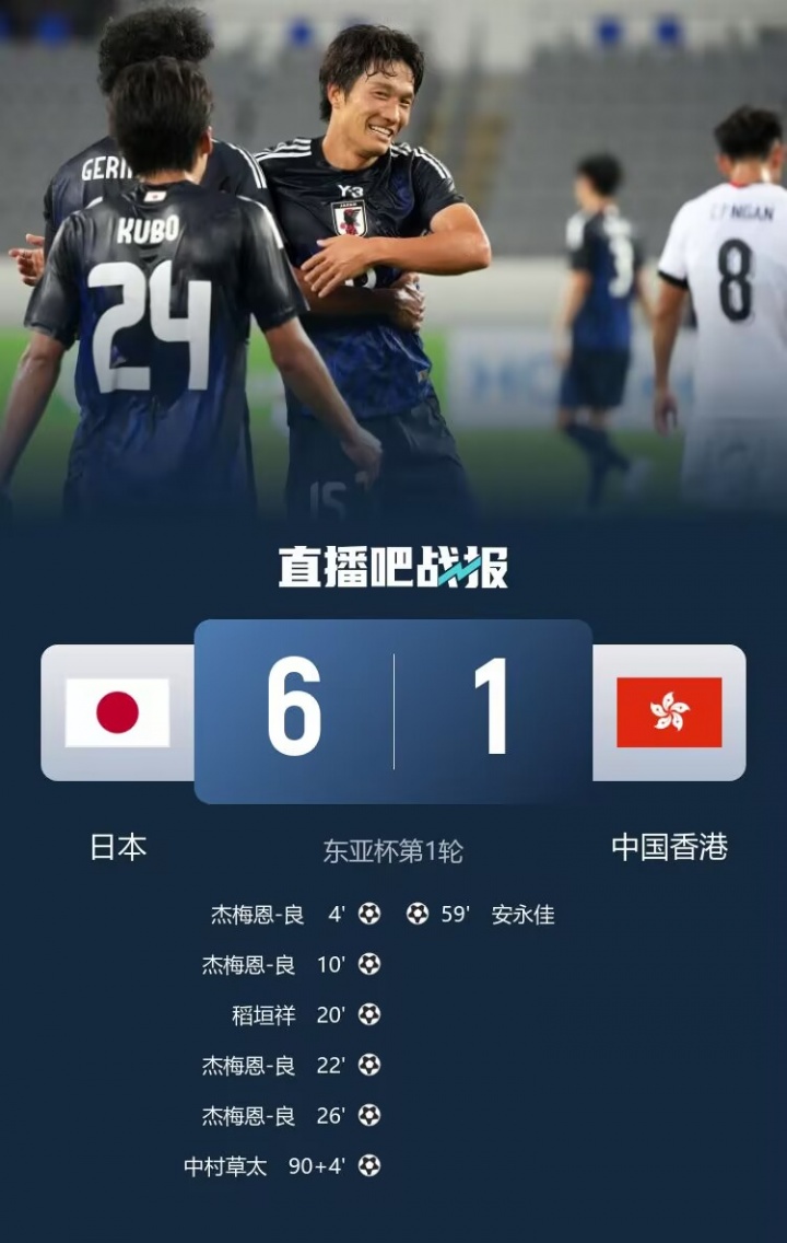 进球盛宴但票房低迷！东亚杯日本6-1中国香港的比赛仅687人观战