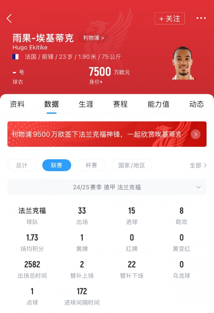 重磅引援💥官方：利物浦签下23岁前锋埃基蒂克，总价9500万欧