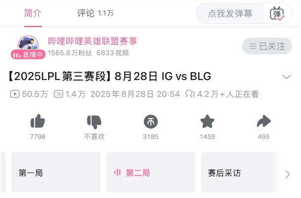 错过拍大腿！iG对阵BLG赛后 B站直播录像引来12.2万玩家观看