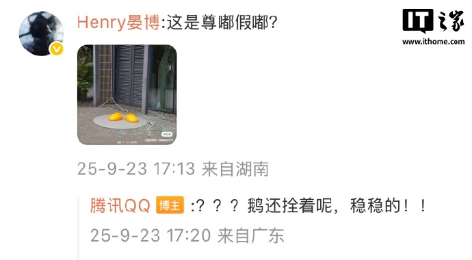 栓q 我真的会笑🤣超强台风桦加沙逼近广东  腾讯为 QQ 企鹅雕像上拴绳