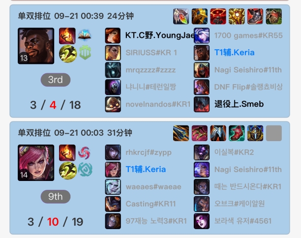 科研？整活？网友发现T1辅助Keria在Rank中选出蔚和奎桑提辅助