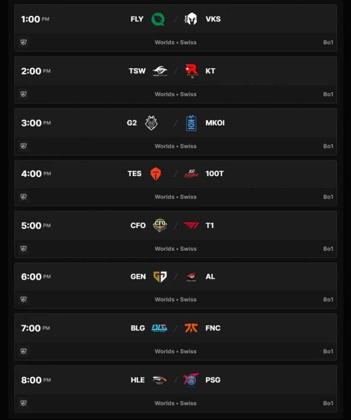 S15瑞士轮Day2赛程：首场FLYvsVKS，TES四点，AL六点，BLG七点！