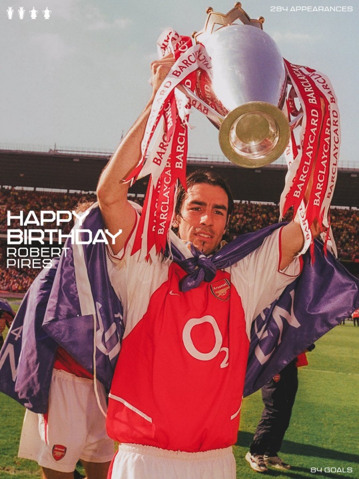 阿森纳官方晒照，祝贺名宿皮雷52岁生日